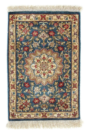 Tappeto di seta - Ghom seta - Premio - 44 x 27 cm - blu scuro