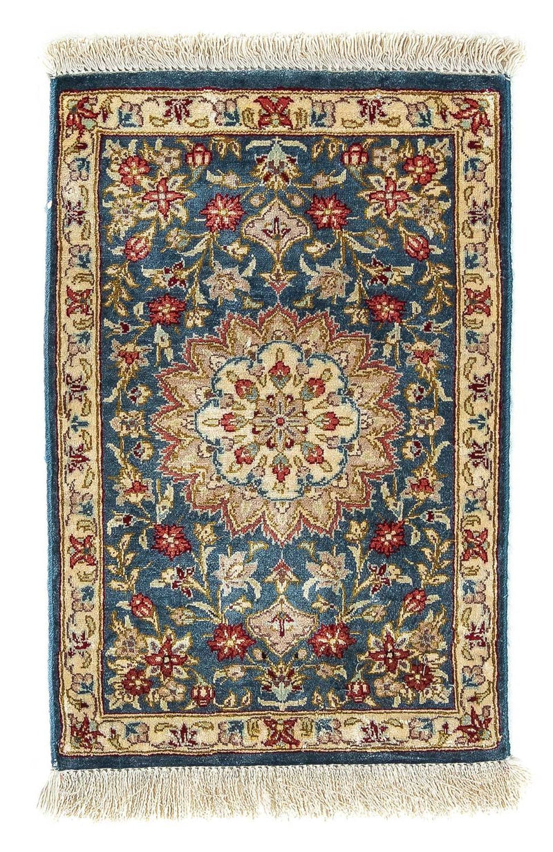 Tappeto di seta - Ghom seta - Premio - 44 x 27 cm - blu scuro