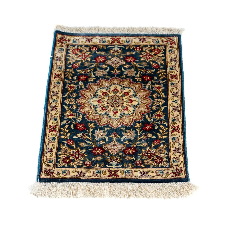Tappeto di seta - Ghom seta - Premio - 44 x 27 cm - blu scuro