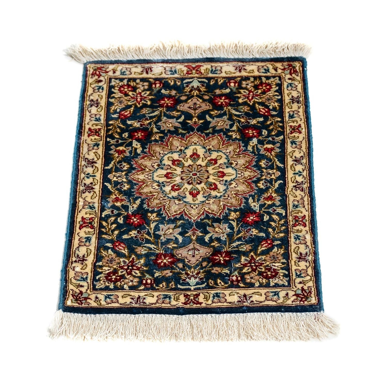 Tappeto di seta - Ghom seta - Premio - 44 x 27 cm - blu scuro