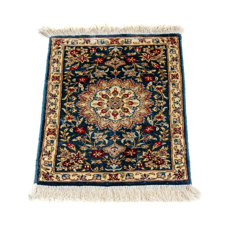 Tappeto di seta - Ghom seta - Premio - 44 x 27 cm - blu scuro