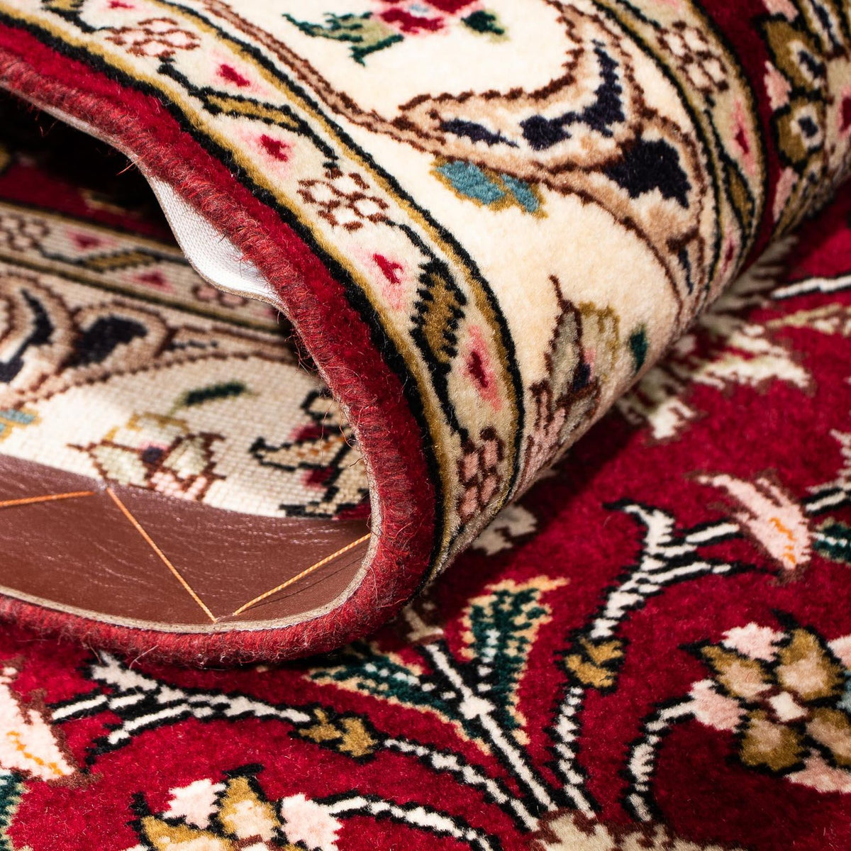 Tappeto corsia Tappeto Persero - Tabriz - Reale - 295 x 77 cm - rosso scuro