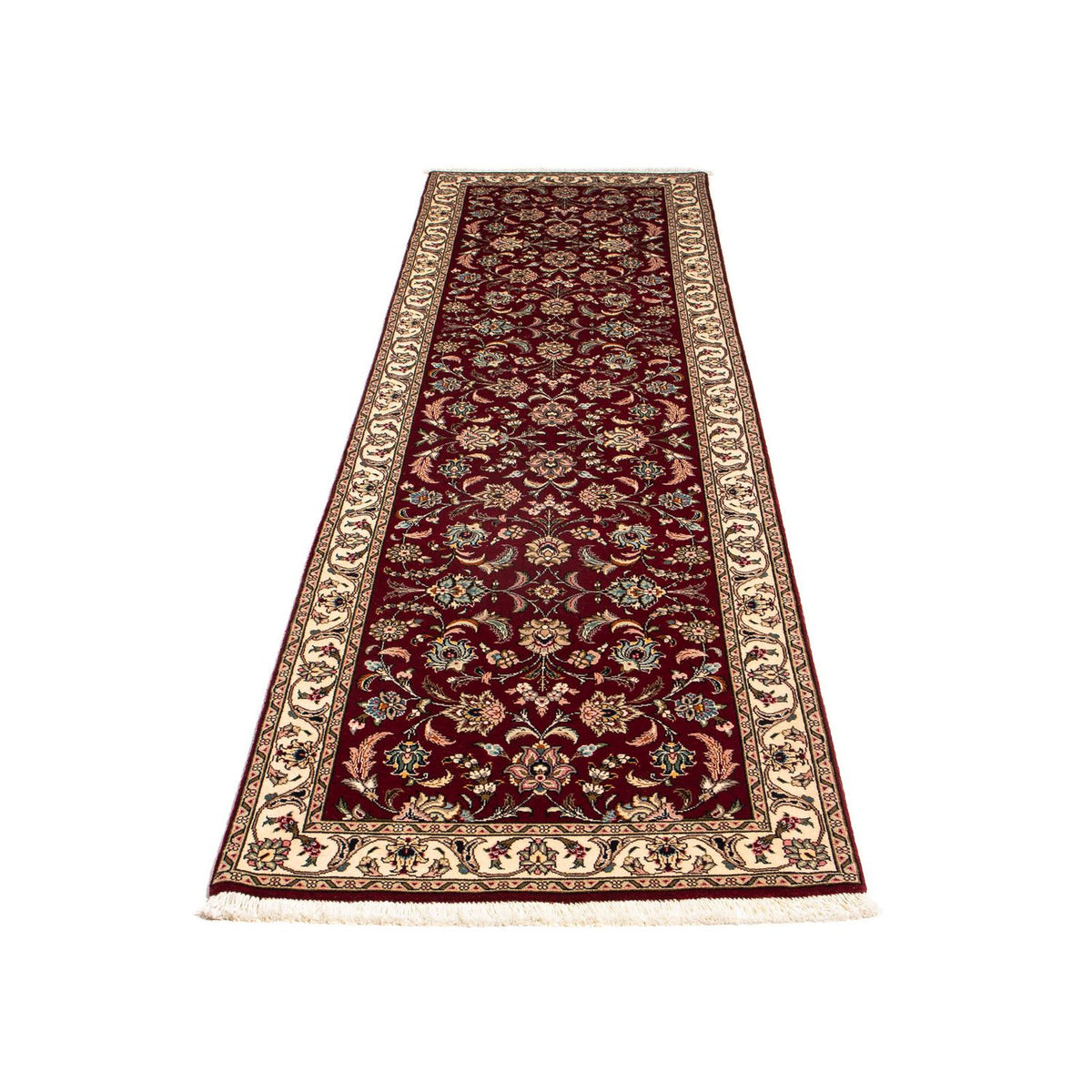 Tappeto corsia Tappeto Persero - Tabriz - Reale - 295 x 77 cm - rosso scuro