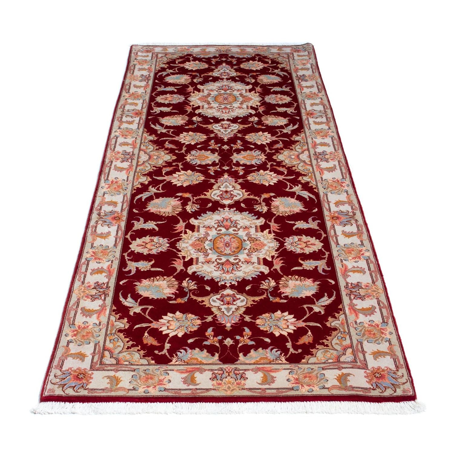 Tappeto corsia Tappeto Persero - Tabriz - Reale - 208 x 80 cm - rosso scuro