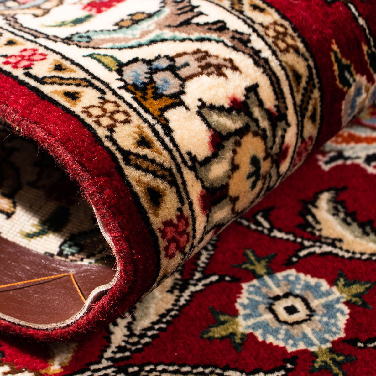 Tappeto corsia Tappeto Persero - Tabriz - Reale - 312 x 77 cm - rosso scuro