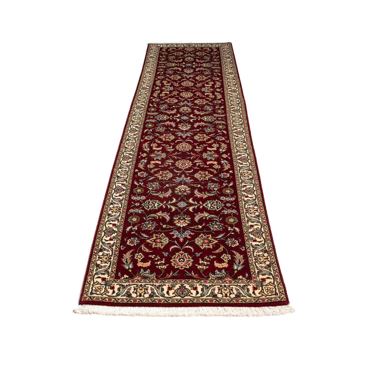 Tappeto corsia Tappeto Persero - Tabriz - Reale - 312 x 77 cm - rosso scuro