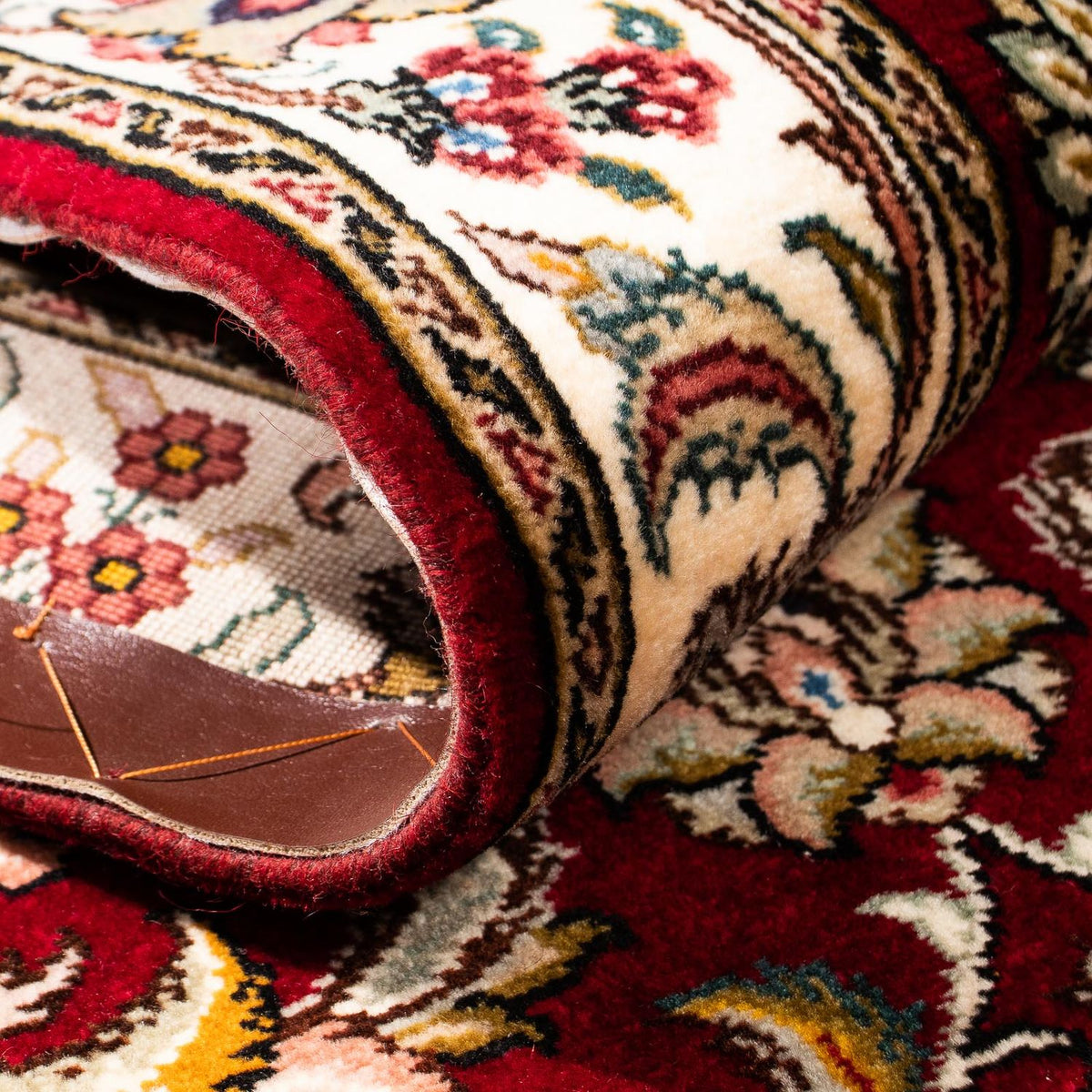 Tappeto corsia Tappeto Persero - Tabriz - Reale - 322 x 85 cm - rosso scuro