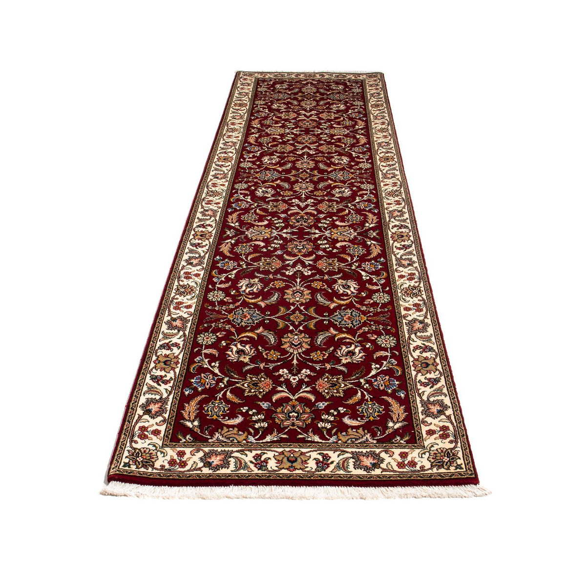 Tappeto corsia Tappeto Persero - Tabriz - Reale - 322 x 85 cm - rosso scuro