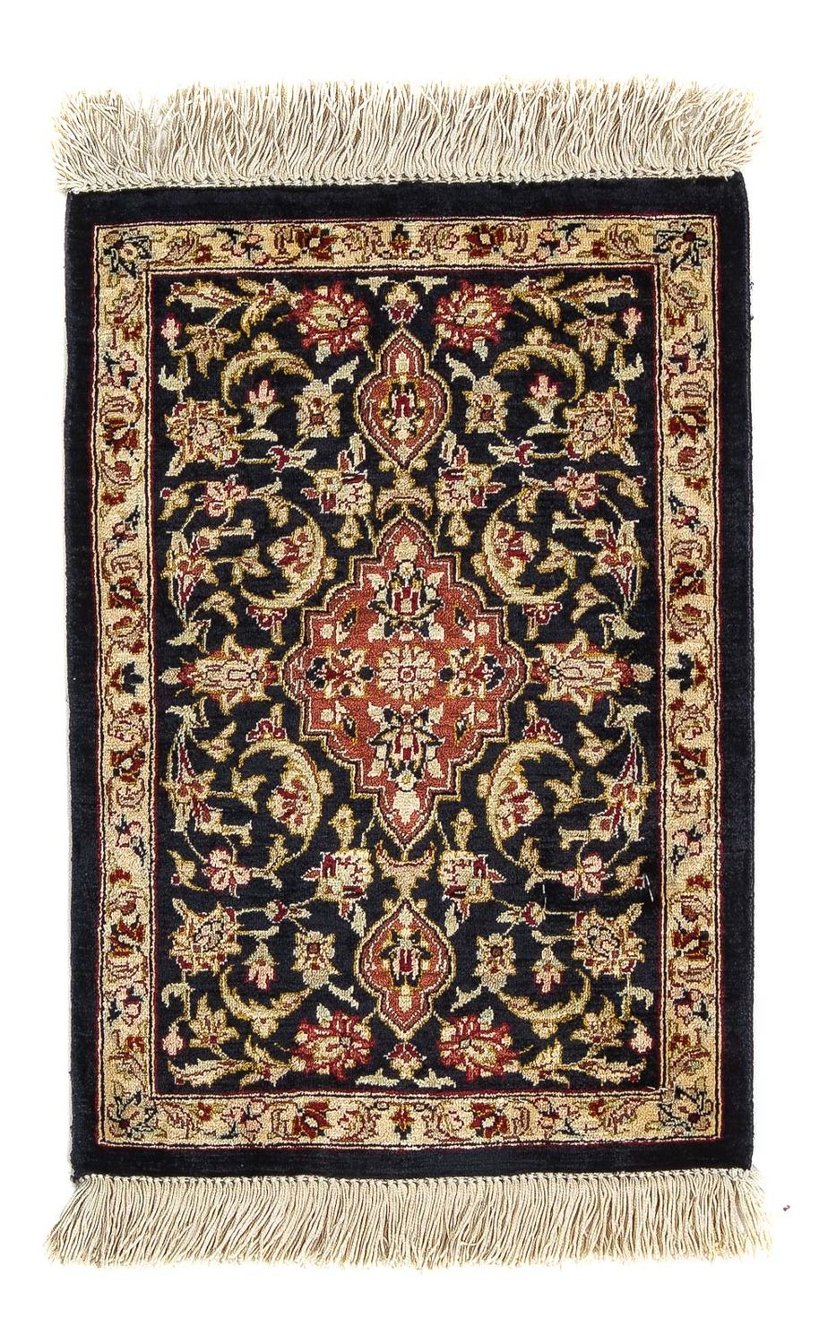 Tappeto di seta - Ghom seta - Premio - 42 x 28 cm - blu scuro