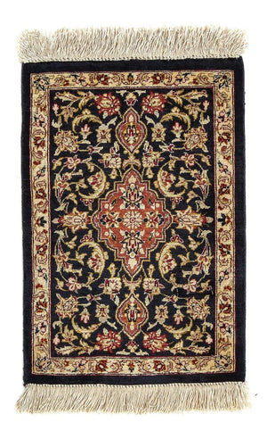 Tappeto di seta - Ghom seta - Premio - 42 x 28 cm - blu scuro