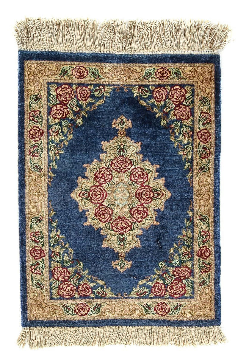Tappeto di seta - Ghom seta - Premio - 39 x 28 cm - blu scuro