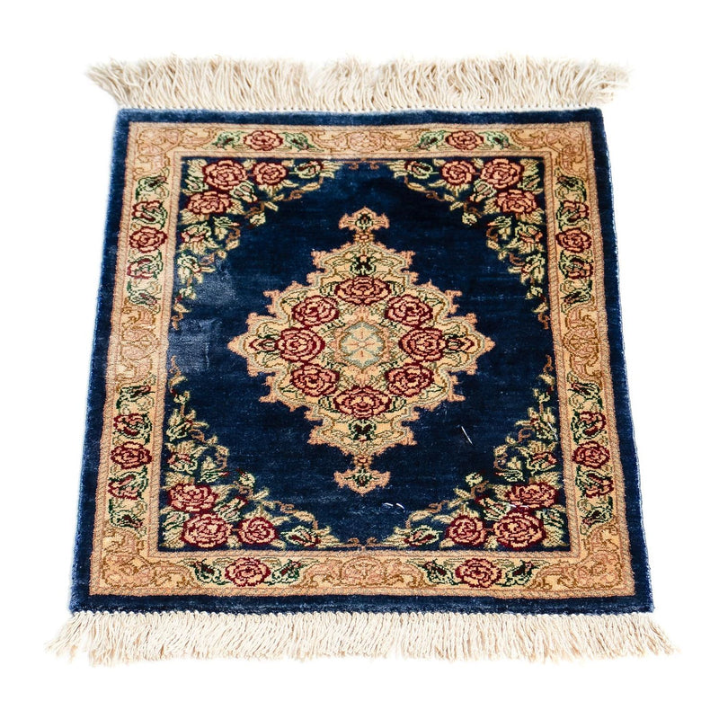 Tappeto di seta - Ghom seta - Premio - 39 x 28 cm - blu scuro