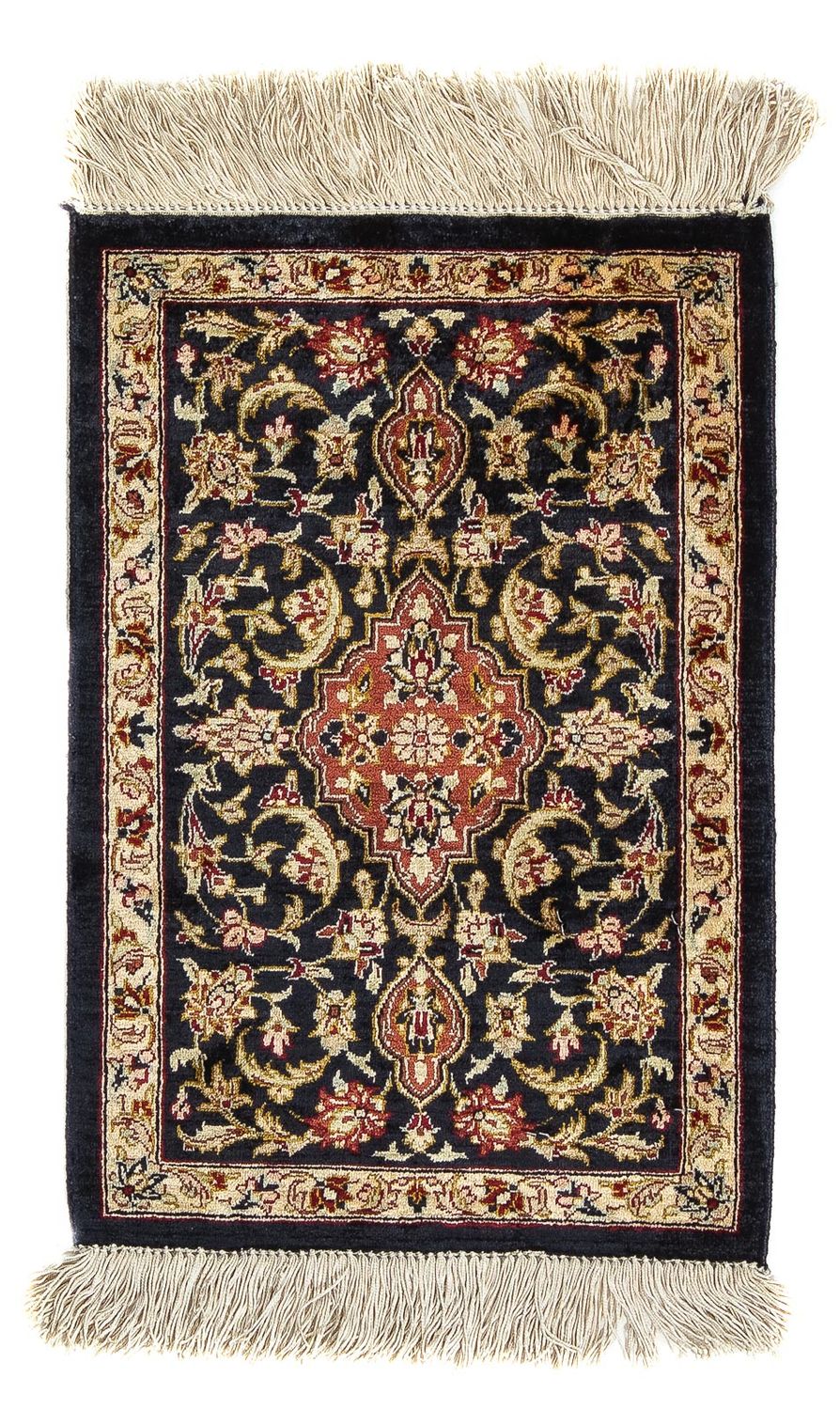 Tappeto di seta - Ghom seta - Premio - 41 x 28 cm - blu scuro
