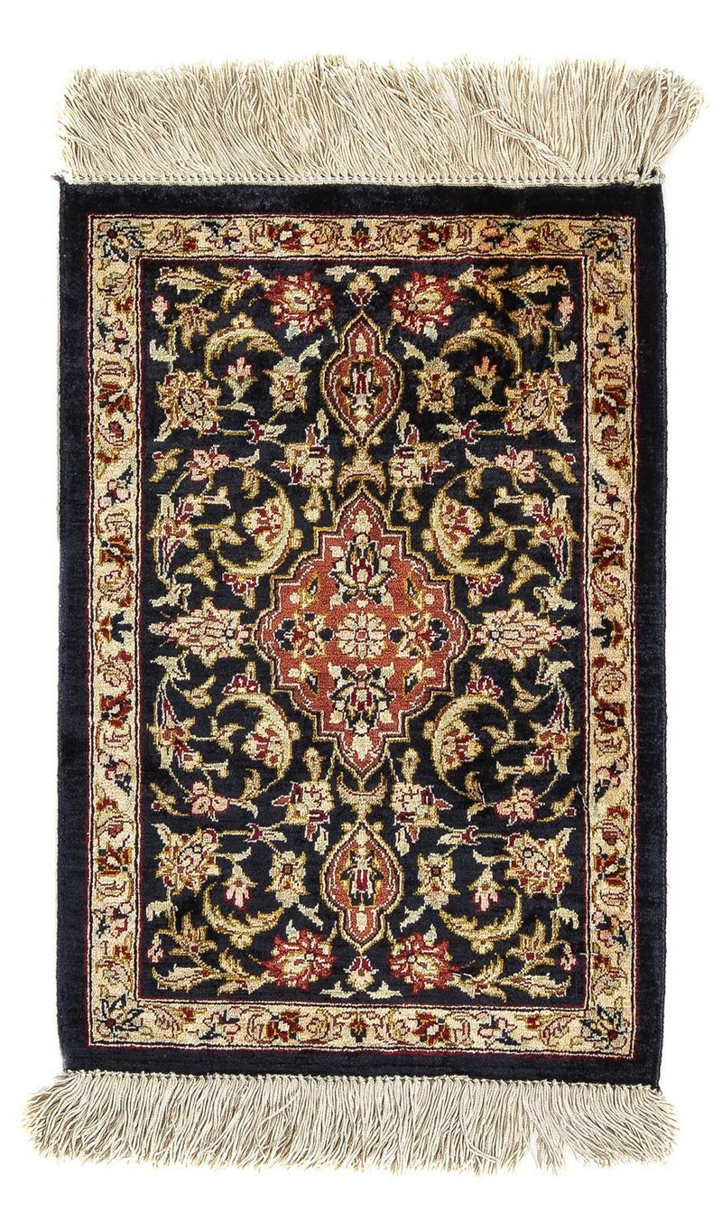Tappeto di seta - Ghom seta - Premio - 41 x 28 cm - blu scuro