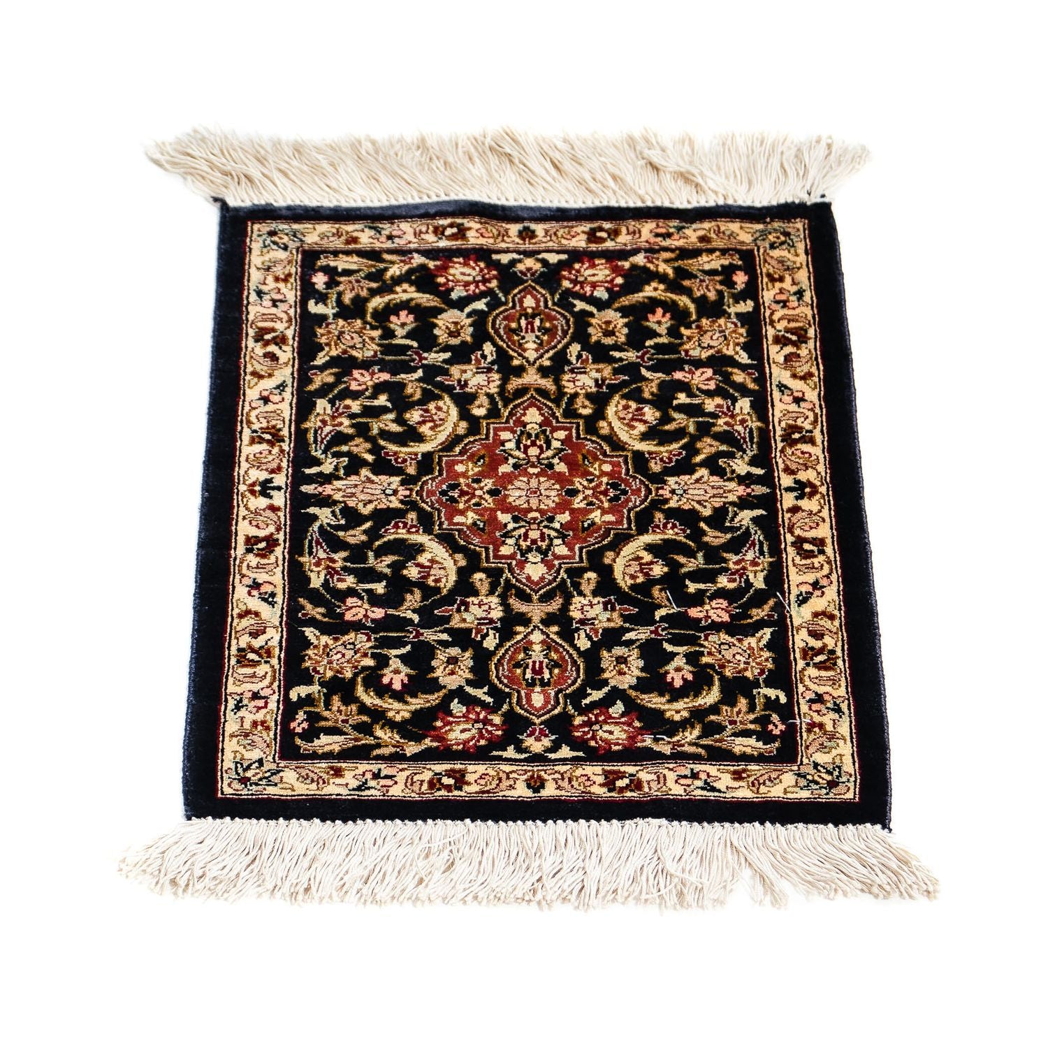 Tappeto di seta - Ghom seta - Premio - 41 x 28 cm - blu scuro