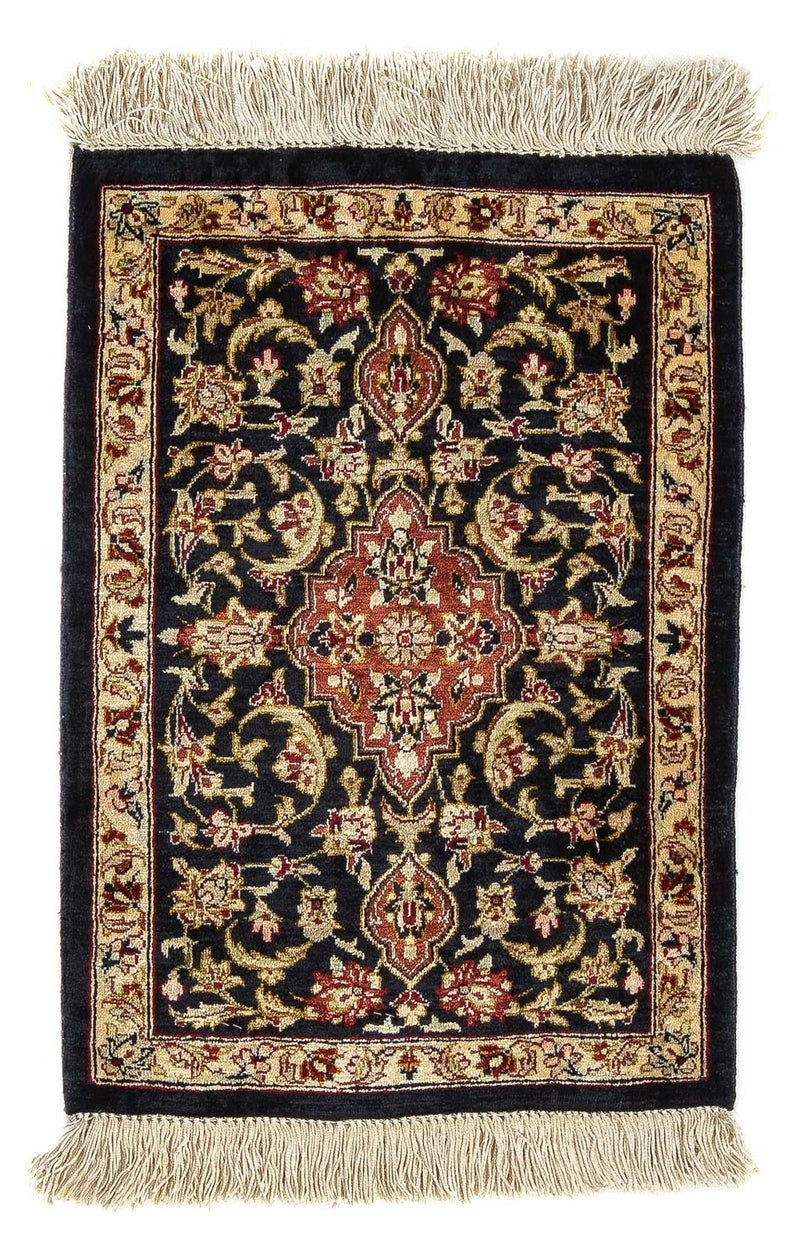 Tappeto di seta - Ghom seta - Premio - 41 x 28 cm - blu scuro