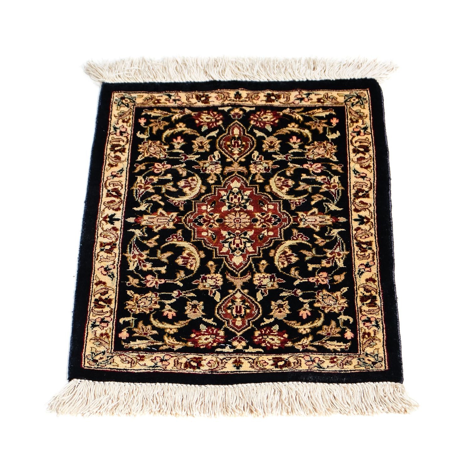 Tappeto di seta - Ghom seta - Premio - 41 x 28 cm - blu scuro