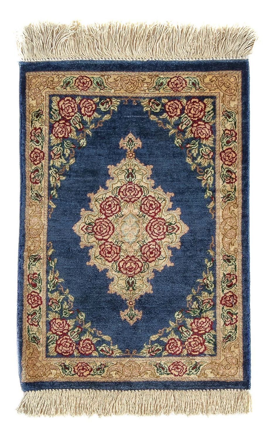 Tappeto di seta - Ghom seta - Premio - 40 x 28 cm - blu scuro