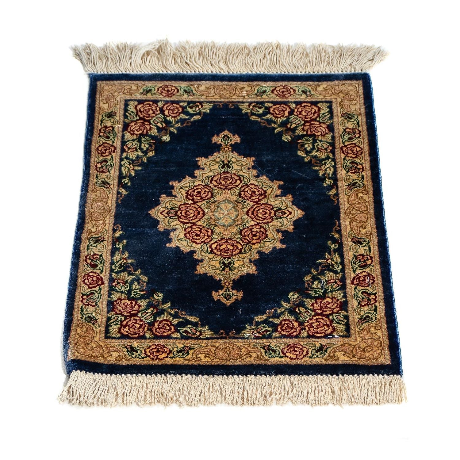 Tappeto di seta - Ghom seta - Premio - 40 x 28 cm - blu scuro