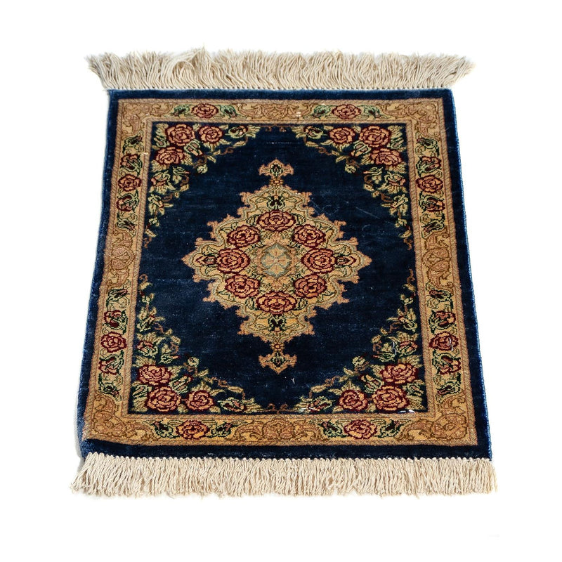 Tappeto di seta - Ghom seta - Premio - 40 x 28 cm - blu scuro