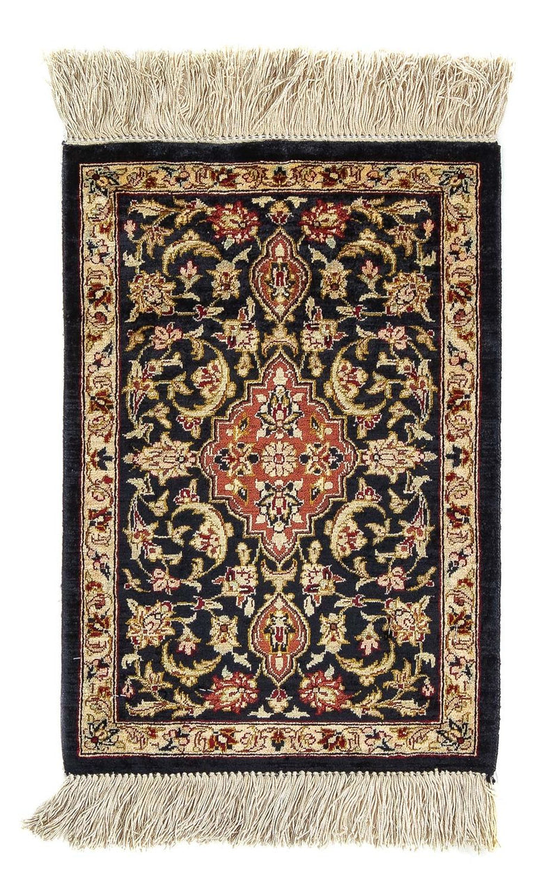 Tappeto di seta - Ghom seta - Premio - 41 x 28 cm - blu scuro