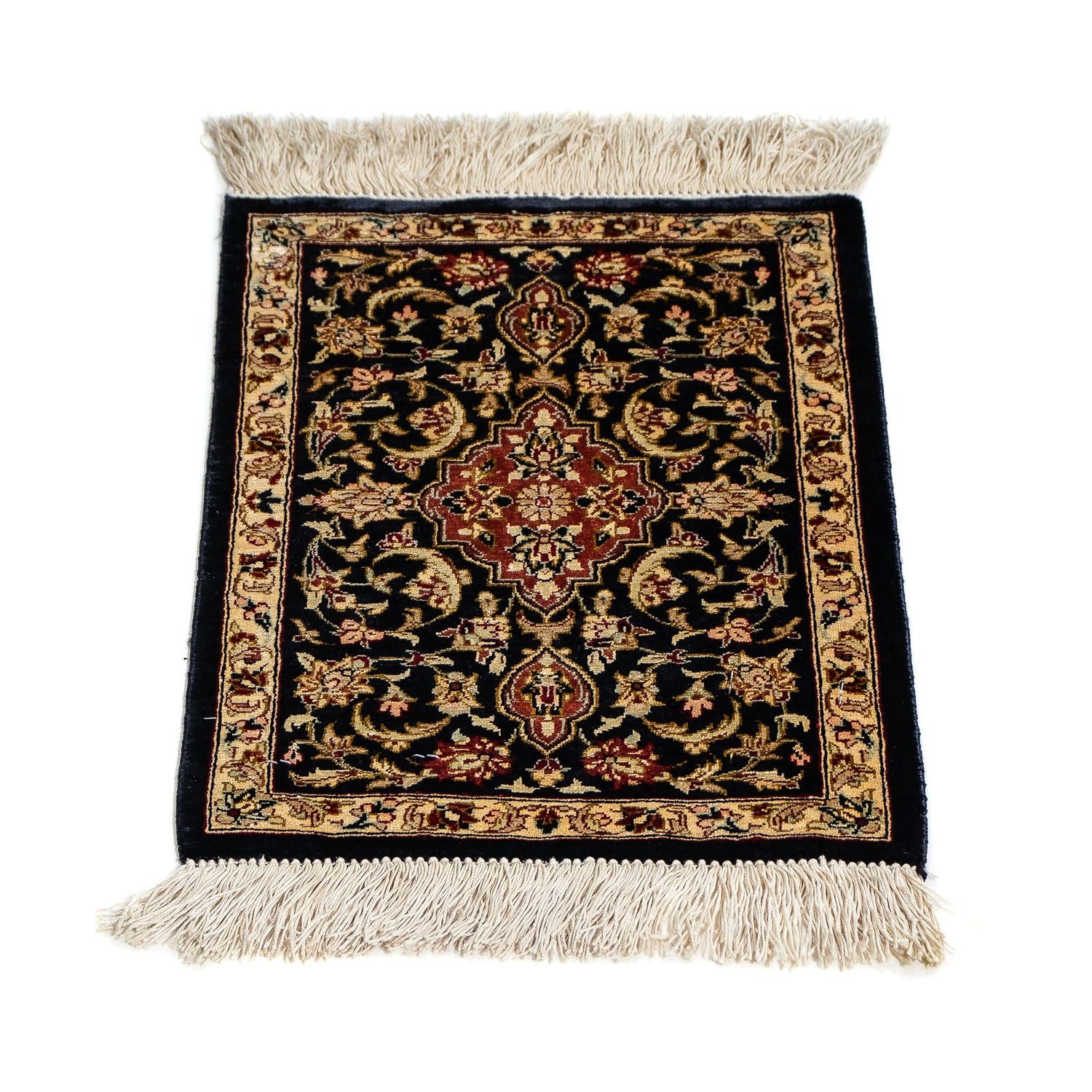 Tappeto di seta - Ghom seta - Premio - 41 x 28 cm - blu scuro