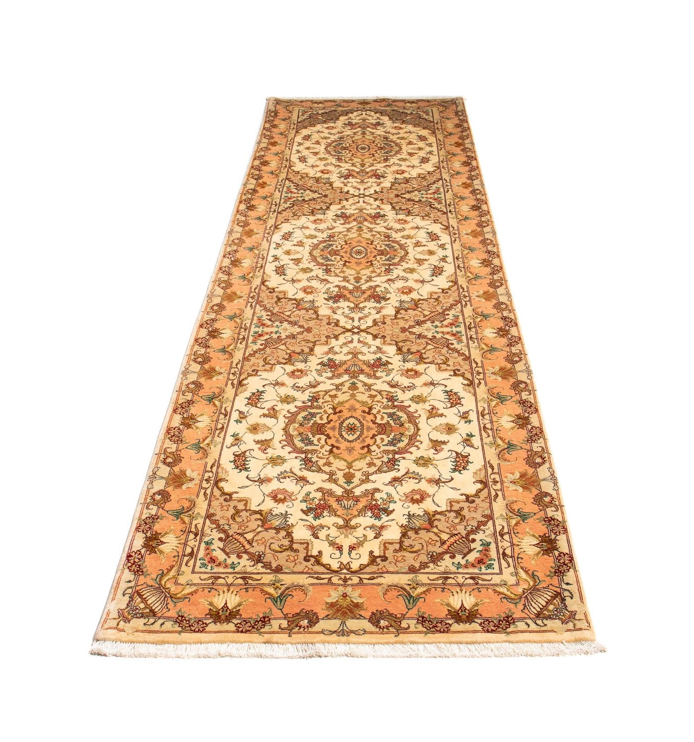 Tappeto corsia Tappeto Persero - Tabriz - Reale - 314 x 87 cm - marrone chiaro