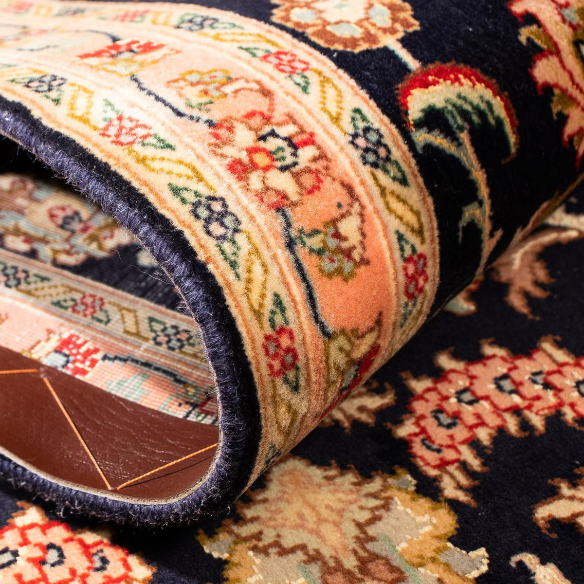 Tappeto corsia Tappeto Persero - Tabriz - Reale - 295 x 65 cm - blu scuro