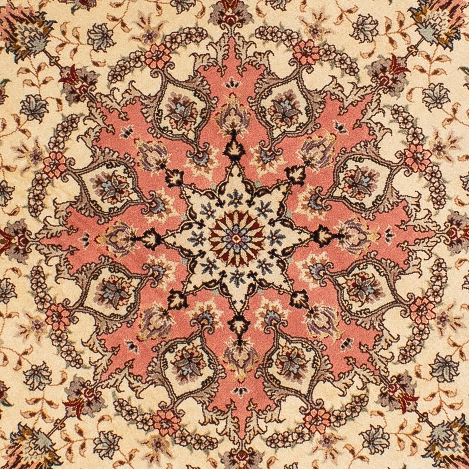 Tappeto Persero - Tabriz - Reale rotondo  - 150 x 150 cm - marrone chiaro