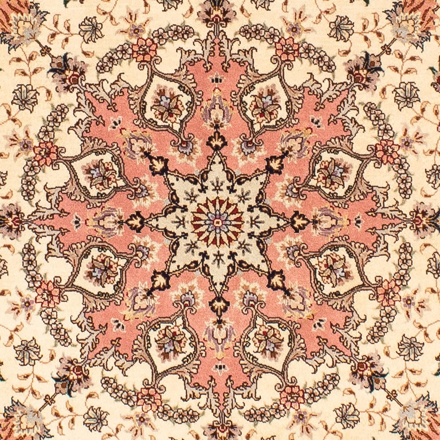 Tappeto Persero - Tabriz - Reale rotondo  - 150 x 150 cm - beige