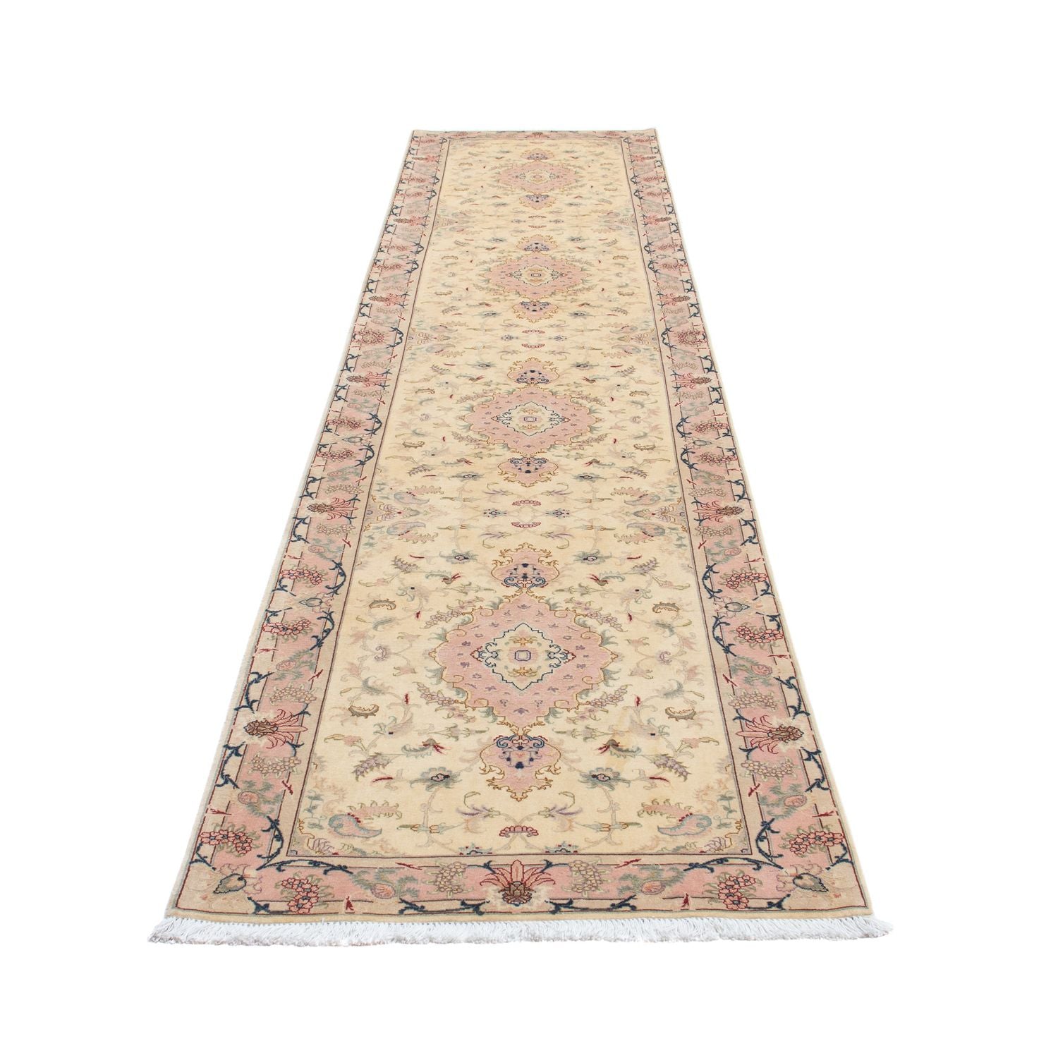 Tappeto corsia Tappeto Persero - Tabriz - Reale - 397 x 86 cm - beige