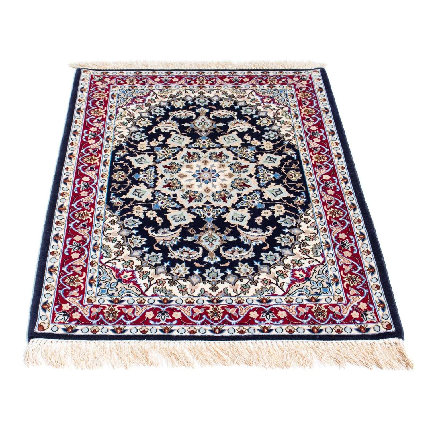 Tappeto Persero - Isfahan - Premio - 104 x 72 cm - blu scuro