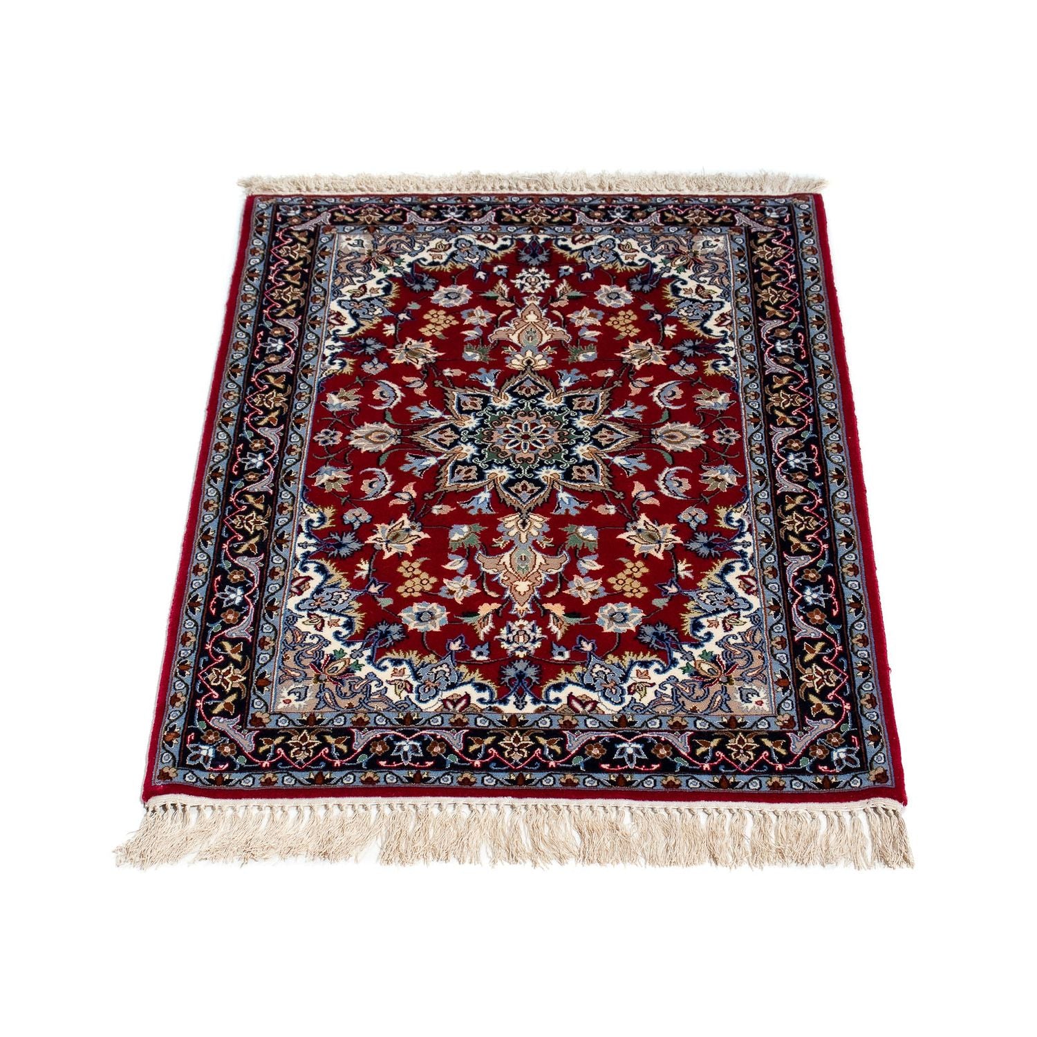 Tappeto Persero - Isfahan - Premio - 100 x 70 cm - rosso scuro