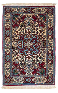 Tappeto Persero - Isfahan - Premio - 137 x 90 cm - rosso scuro