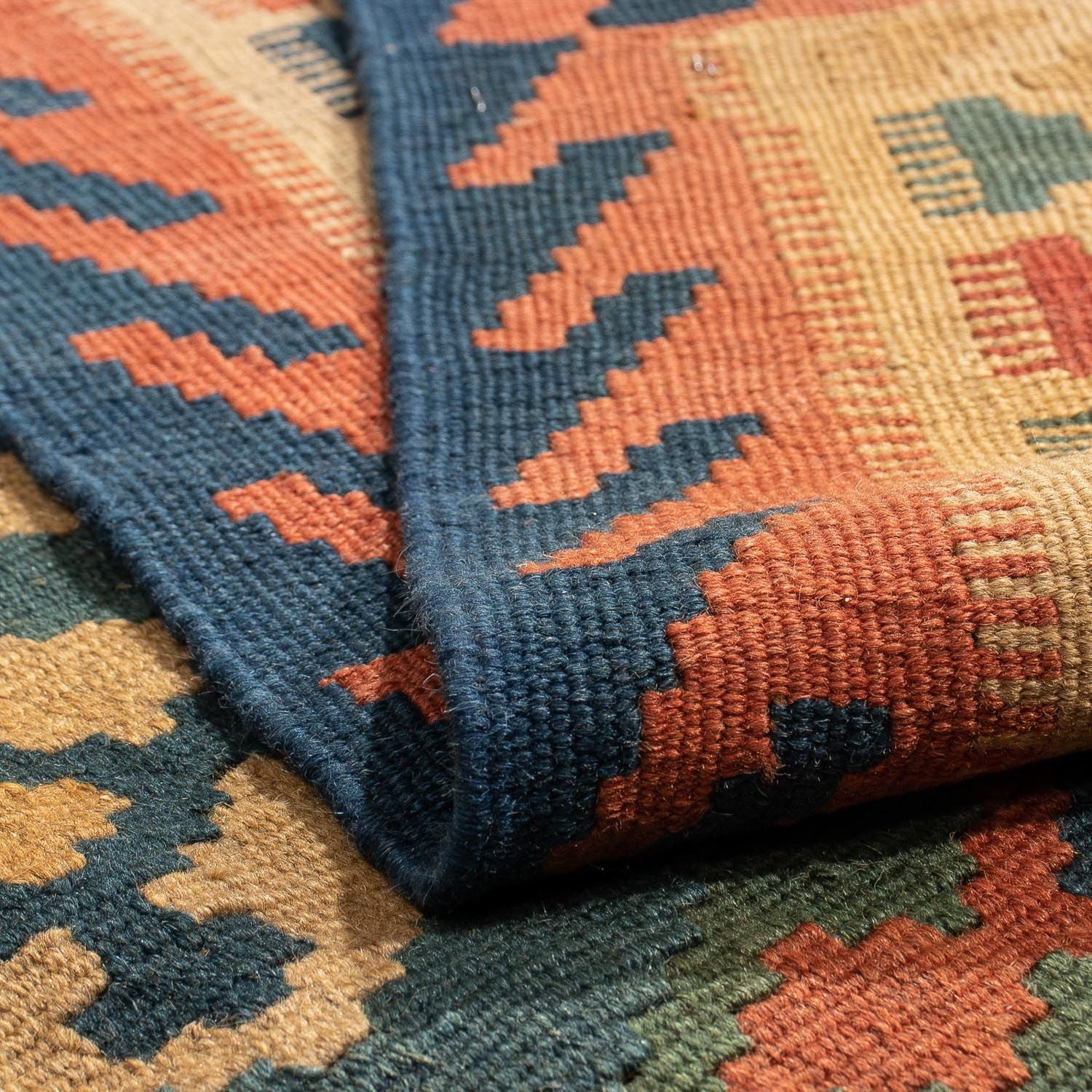 Tappeto Kelim - Orientale - 203 x 155 cm - blu scuro