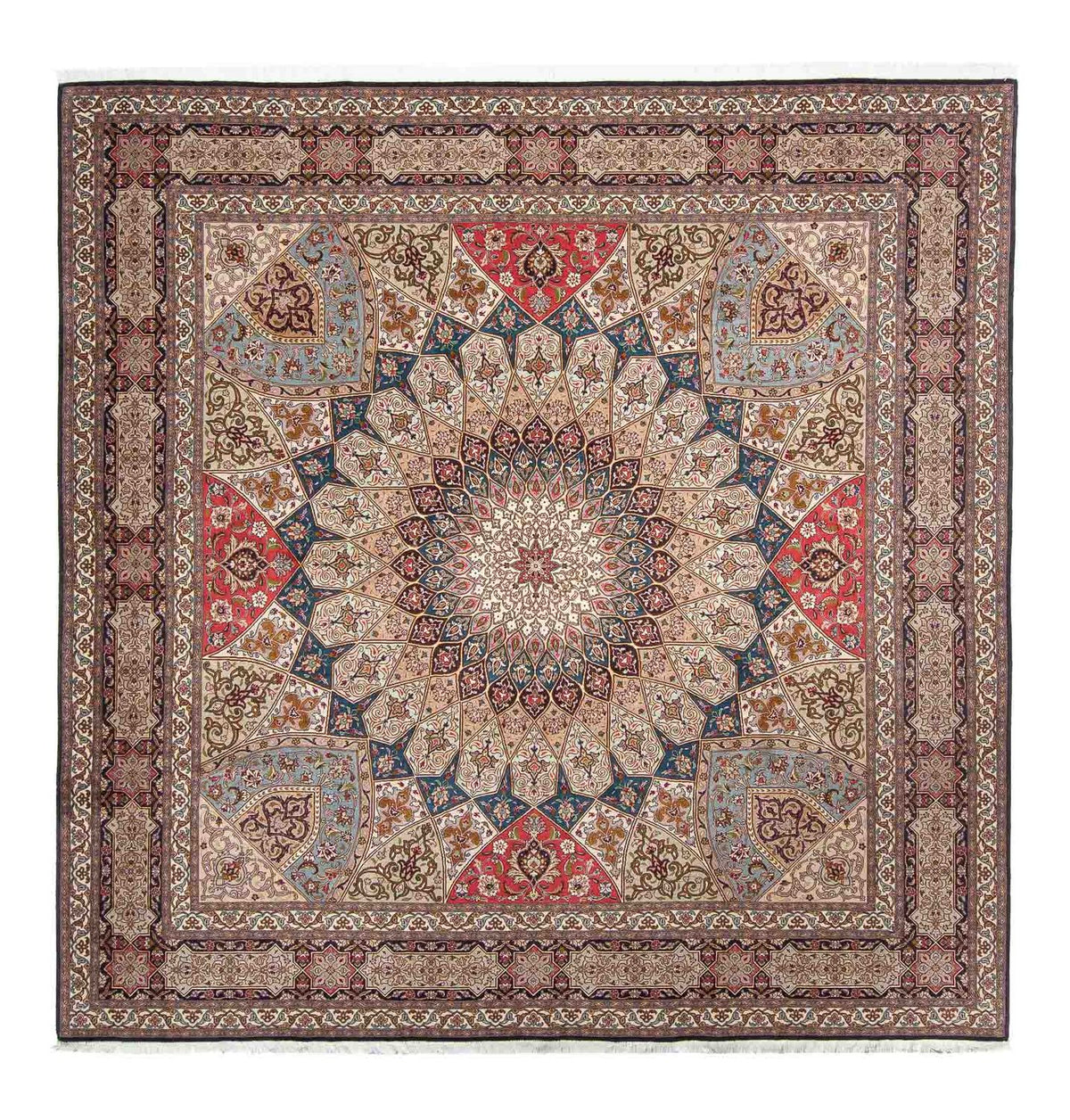 Tappeto Persero - Tabriz - Reale quadrato  - 253 x 251 cm - marrone chiaro