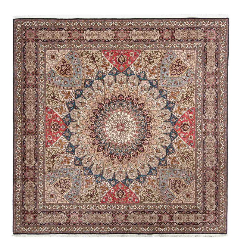 Tappeto Persero - Tabriz - Reale quadrato  - 253 x 251 cm - marrone chiaro