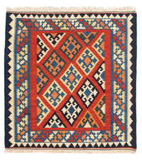 Tappeto Kelim - Orientale quadrato  - 105 x 101 cm - rosso