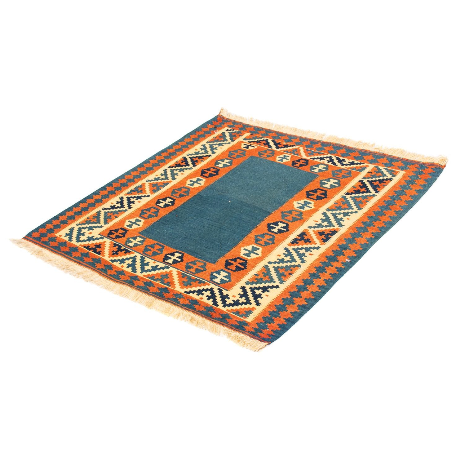 Tappeto Kelim - Orientale quadrato  - 102 x 102 cm - blu scuro