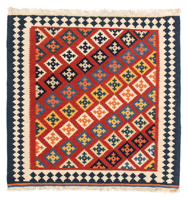 Tappeto Kelim - Orientale quadrato  - 105 x 103 cm - rosso scuro