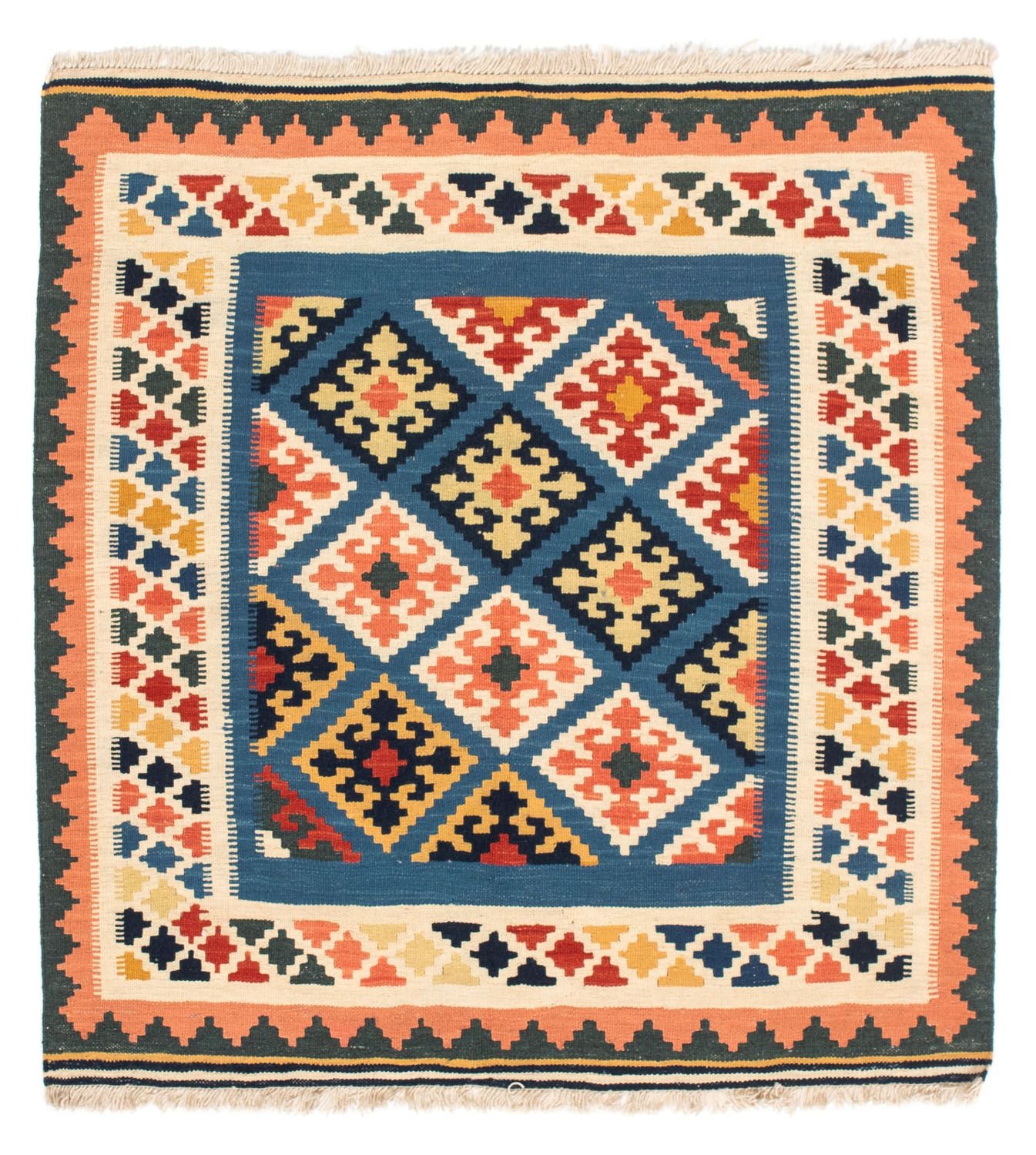 Tappeto Kelim - Orientale quadrato  - 106 x 102 cm - blu scuro