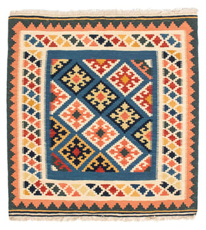 Tappeto Kelim - Orientale quadrato  - 106 x 102 cm - blu scuro