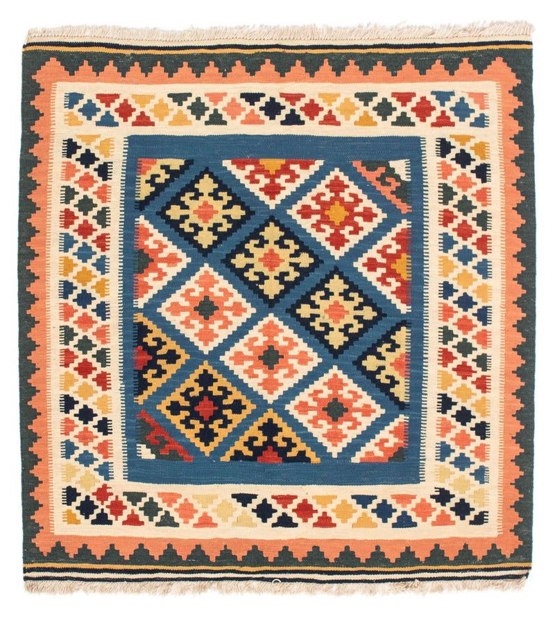 Tappeto Kelim - Orientale quadrato  - 106 x 102 cm - blu scuro