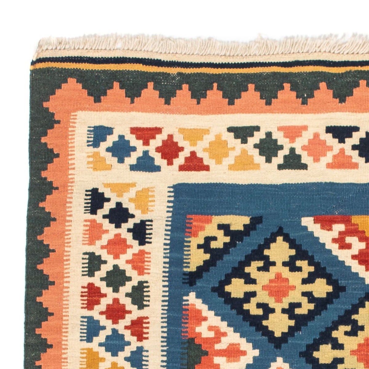 Tappeto Kelim - Orientale quadrato  - 106 x 102 cm - blu scuro