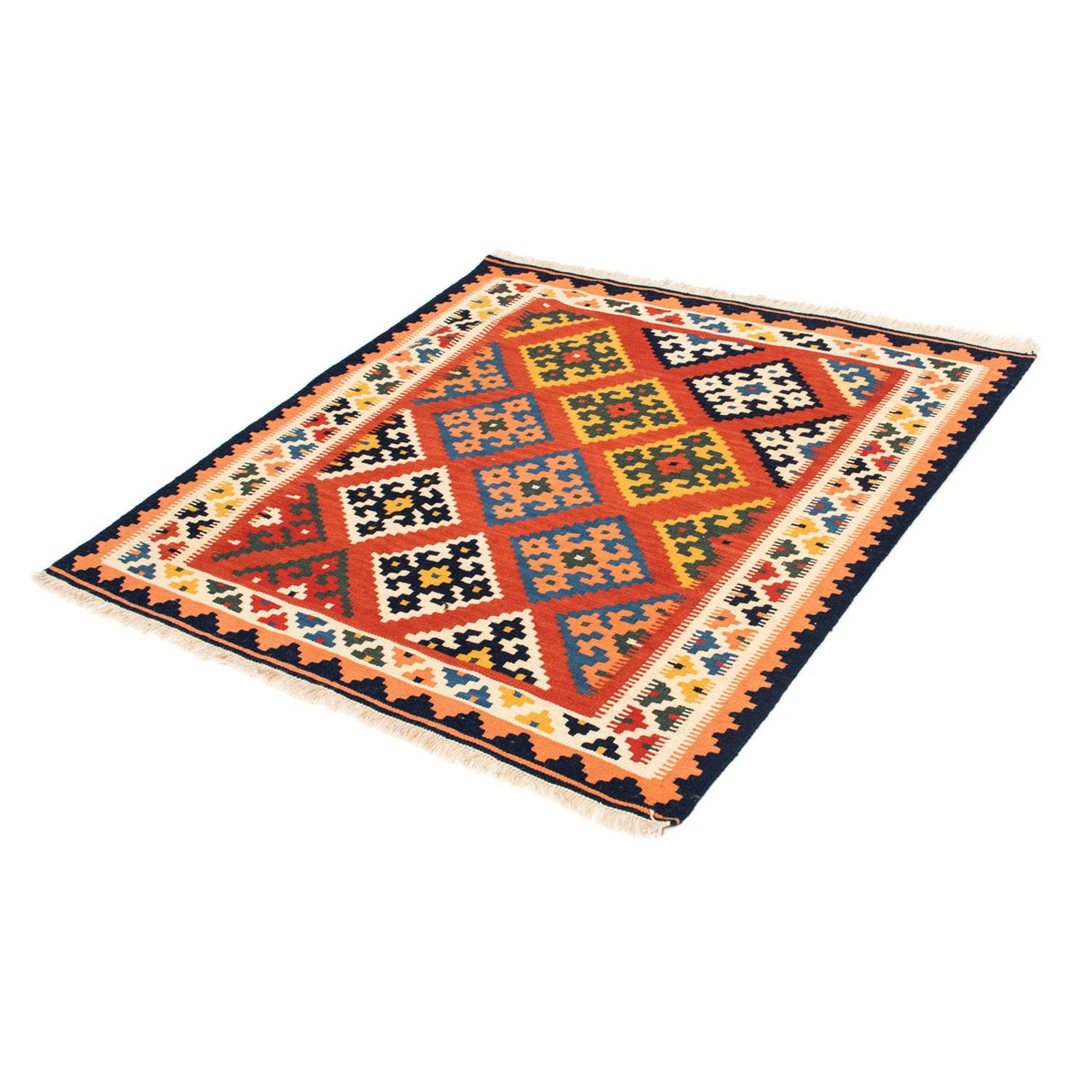 Tappeto Kelim - Orientale quadrato  - 106 x 104 cm - rosso