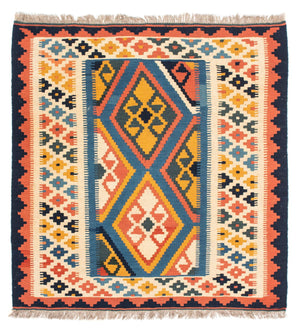 Tappeto Kelim - Orientale quadrato  - 103 x 100 cm - blu