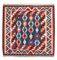 Tappeto Kelim - Orientale quadrato  - 103 x 100 cm - blu scuro