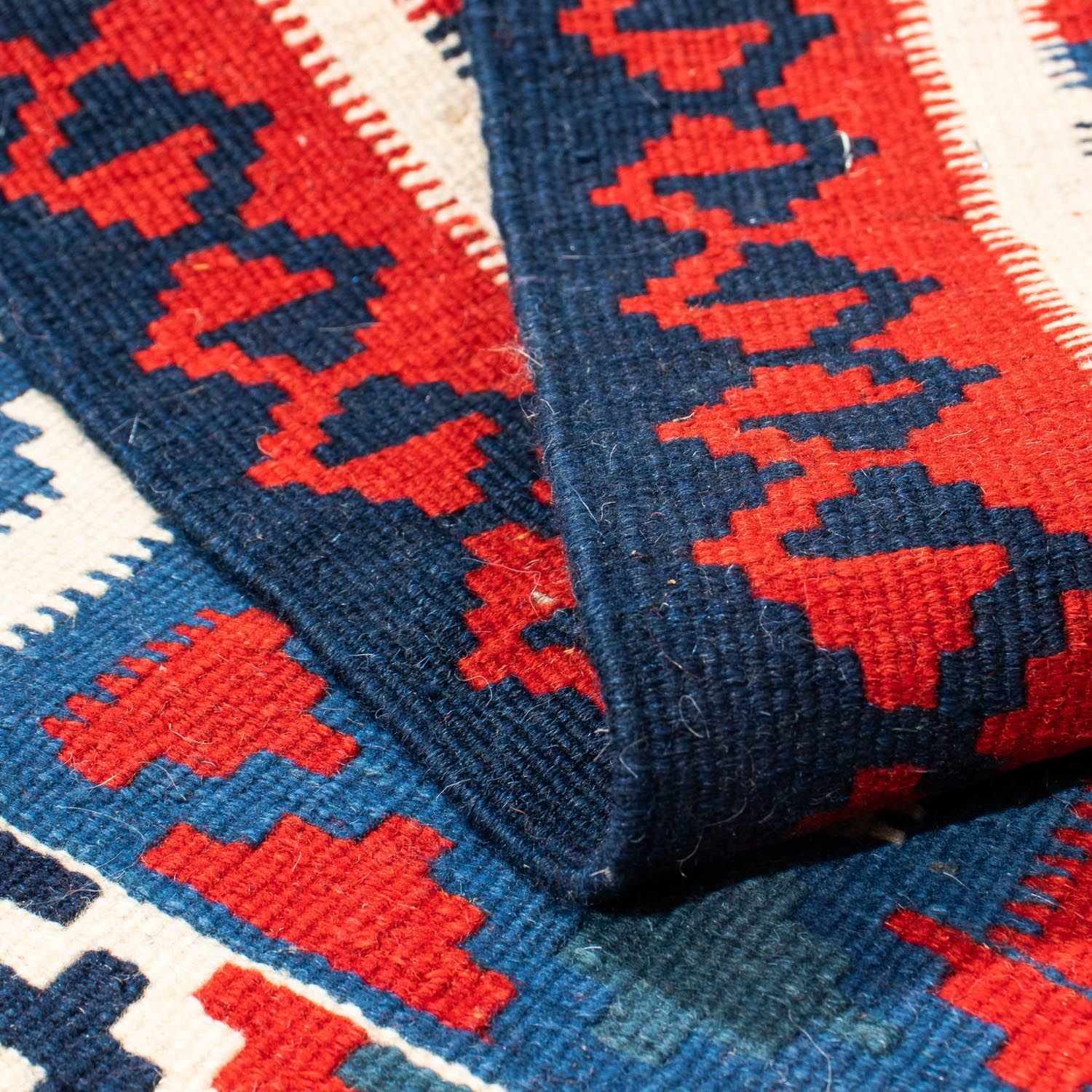 Tappeto Kelim - Orientale quadrato  - 103 x 100 cm - blu scuro
