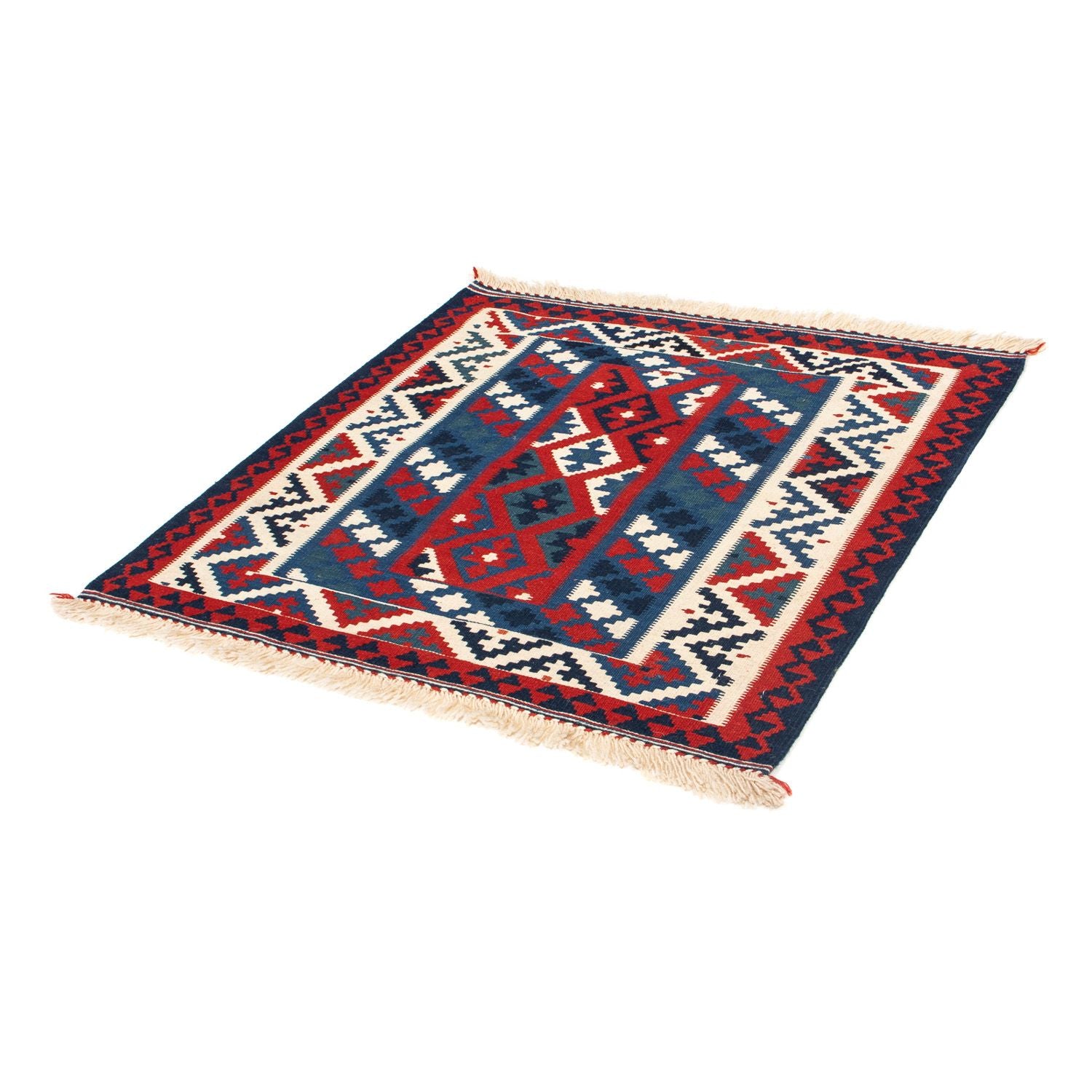 Tappeto Kelim - Orientale quadrato  - 103 x 100 cm - blu scuro