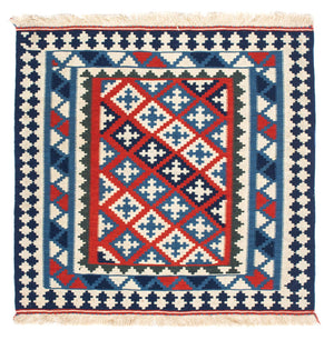 Tappeto Kelim - Orientale quadrato  - 103 x 100 cm - blu scuro